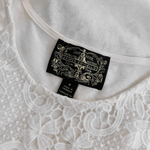 Anthropologie JAMES COVIELLO White Martigues Lace Shell Tank Top Linen Medium - Picture 12 of 14